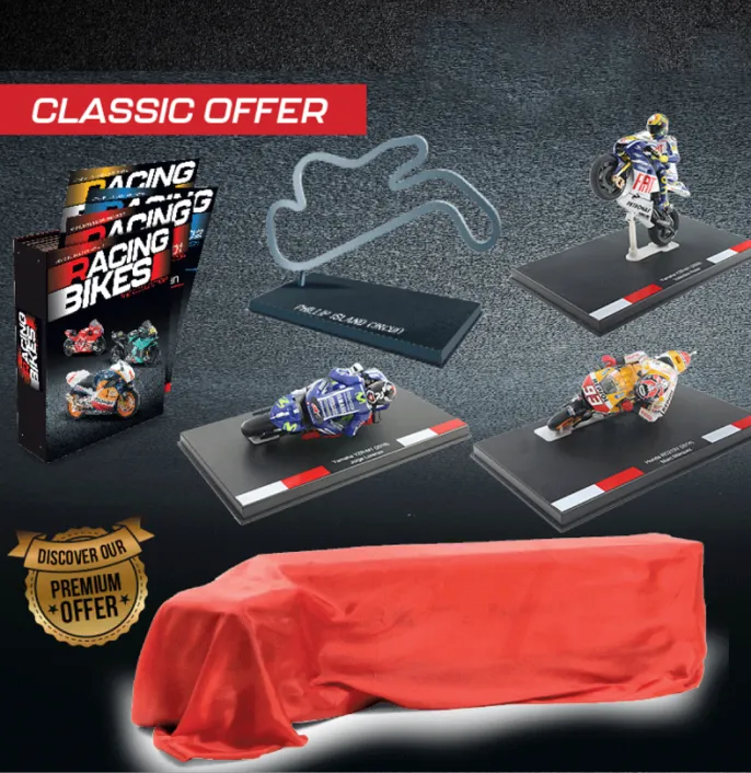 Subscribe to Racing Bikes – The Collection and receive incredible FREE gifts as you build your 1:18 scale collection. From legendary riders’ bikes to premium accessories, each gift adds value and excitement to your journey. Classic subscribers get 5 exclusive gifts — and Premium subscribers unlock 3 more!
